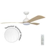 Claro Groove DC Ceiling Fan with CCT LED Light and Remote - 52" (White with Timber Style ABS Blades)