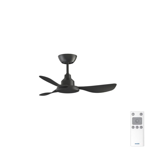 GLACIER DC - 36__900mm DC 3 Blade Ceiling Fan - Black - Remote Incl - Indoor_Covered Outdoor Ventair Glacier DC Ceiling Fan - 36" (Black)