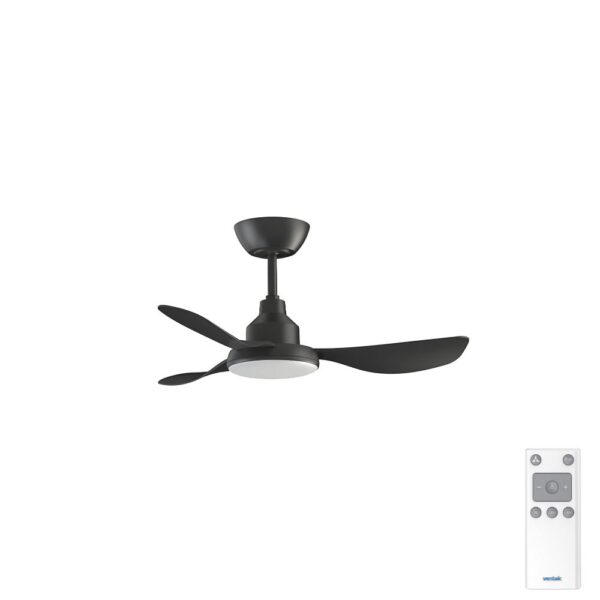 Ventair Glacier DC Ceiling Fan with LED Light - 36" (Black)