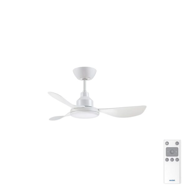 GLACIER DC - 36__900mm DC 3 Blade Ceiling Fan with 20W Tri CCT LED Light - White - Remote Incl - Indoor_Covered Outdoor Ventair Glacier DC Ceiling Fan with LED Light - 36" (White)