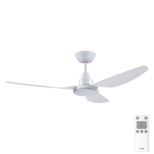 GLACIER DC - 56__1400mm DC 3 Blade Ceiling Fan with 20W Tri CCT LED Light - White - Remote Incl - Indoor_Covered Outdoor Ventair Glacier DC Ceiling Fan with LED Light - 56" (White)