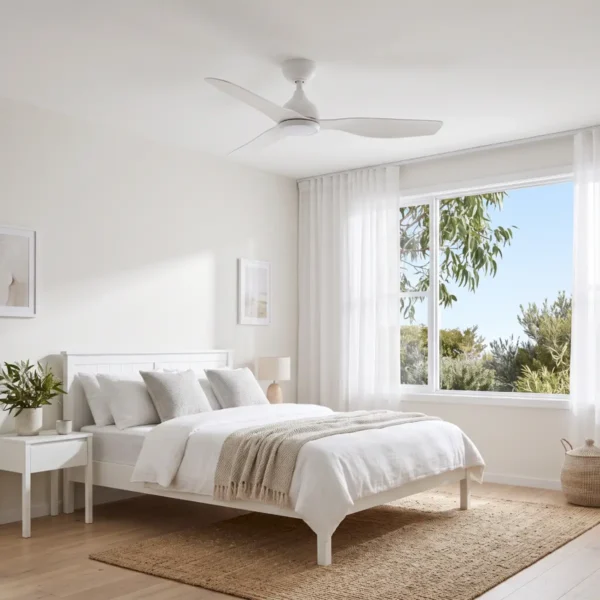 claro-whisper-dc-ceiling-fan-white-with-led-light-in-bedroom-insitu