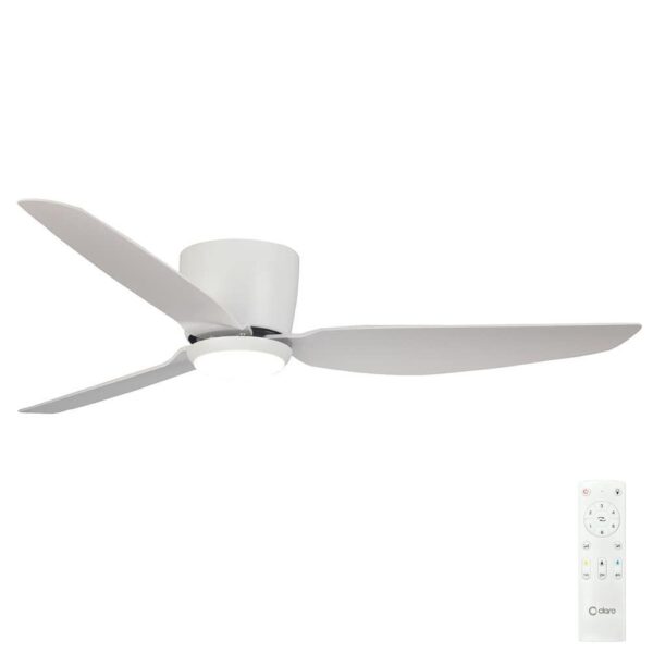 claro-whisper-low-profile-52-white-led-light-with-remote Claro Whisper Low Profile DC Ceiling Fan with LED Light - 52" (White)