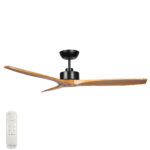 Fanco Wynd DC Ceiling Fan - 54" (Black with Teak Handcrafted Timber Blades)