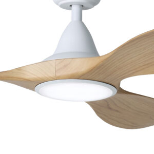 Eglo DC Noosa Ceiling Fan 52" with LED - White/Blackbutt - close up