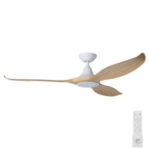Eglo DC Noosa Ceiling Fan with LED 60" - White/Blackbutt