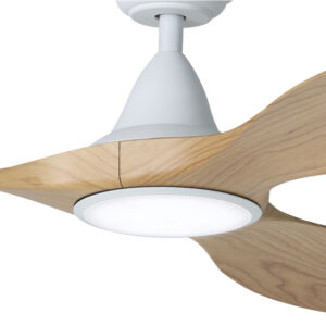 Eglo DC Noosa Ceiling Fan with LED 60" - White/Blackbutt - close up