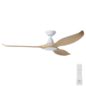 Eglo DC Noosa Ceiling Fan 60" - White/Blackbutt