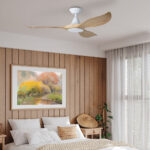 Eglo DC Noosa Ceiling Fan - White/Blackbutt - bedroom