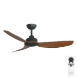 Three Sixty Trinity DC Ceiling Fan - 48" (Black with Koa Blades) - with remote control