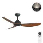 Three Sixty Trinity DC Ceiling Fan with Uplight - 48" (Black with Koa Blades) - with remote control