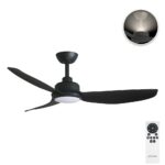Three Sixty Trinity DC Ceiling Fan with LED Light and Uplight - 48" (Black) - with remote control