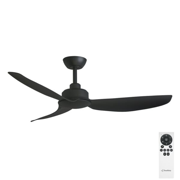 Three Sixty Trinity DC Ceiling Fan - 48" (Black) - with remote control