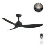 Three Sixty Trinity DC Ceiling Fan with Uplight - 48" (Black) - with remote control