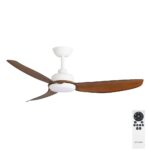 Three Sixty Trinity DC Ceiling Fan with LED Light - 48" (White with Koa Blades) - with remote control