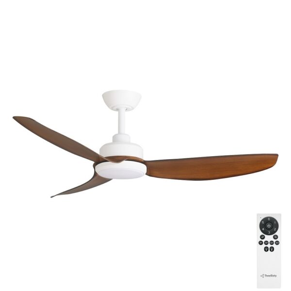 three-sixty-trinity-48-inches-white-koa-led-with-remote Three Sixty Trinity DC Ceiling Fan with LED Light - 48" (White with Koa Blades) - with remote control