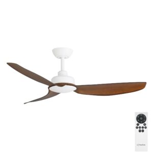 Three Sixty Trinity DC Ceiling Fan - 48" (White with Koa Blades) - with remote control