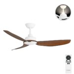 Three Sixty Trinity DC Ceiling Fan with Uplight - 48" (White with Koa Blades) - with remote control