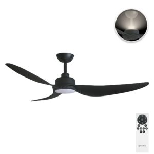 Three Sixty Trinity DC Ceiling Fan with LED Light and Uplight - 56" (Black) - with remote control