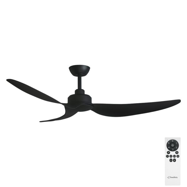 Three Sixty Trinity DC Ceiling Fan - 56" (Black) - with remote control