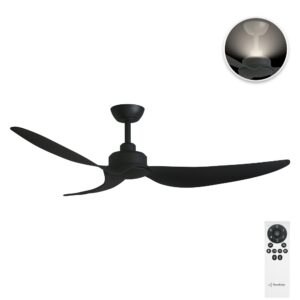 Three Sixty Trinity DC Ceiling Fan with Uplight - 56" (Black) - with remote control