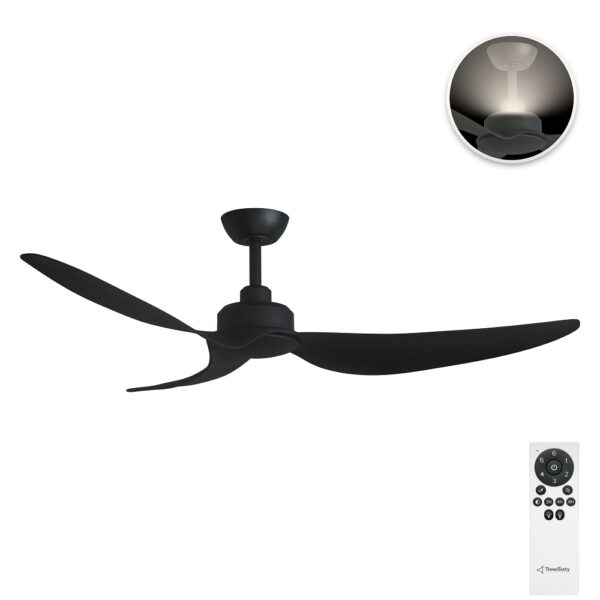 three-sixty-trinity-56-inches-black-no-led-with-uplight-and-remote Three Sixty Trinity DC Ceiling Fan with Uplight - 56" (Black) - with remote control