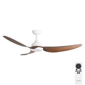 Three Sixty Trinity DC Ceiling Fan with LED Light - 56" (White with Koa Blades) - with remote control