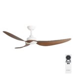 Three Sixty Trinity DC Ceiling Fan - 56" (White with Koa Blades) - with remote control
