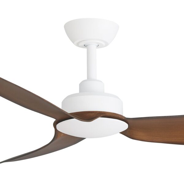 Three Sixty Trinity DC Ceiling Fan - (Matte White with Koa Blades) - Close Up