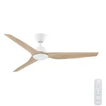 Infinity-iD DC Ceiling Fan with Remote & CCT LED Light- 54″ (White with Beechwood)