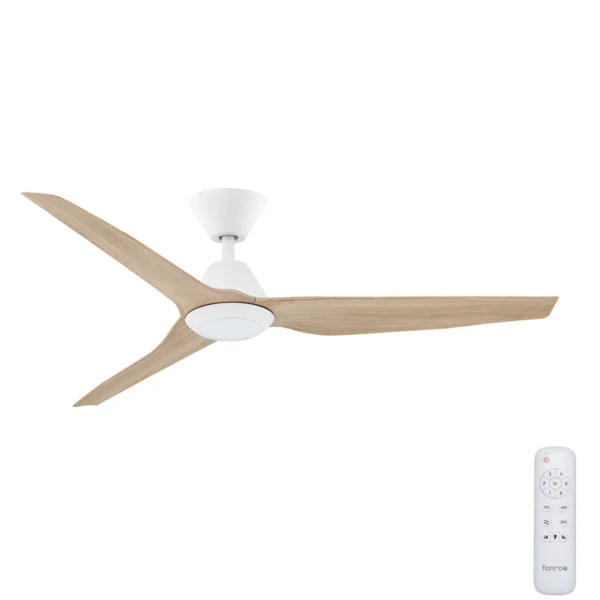 Infinity-iD DC Ceiling Fan with Remote & CCT LED Light- 54″ (White with Beechwood) - Image 1