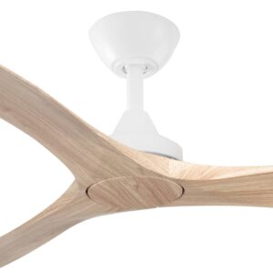 Three Sixty Spitfire DC Ceiling Fan - 52" (White with Light Oak Blades) - close up
