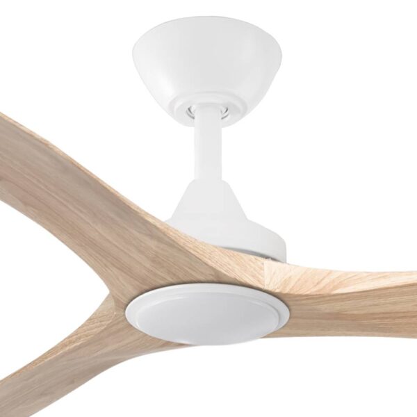 Three Sixty Spitfire DC Ceiling Fan with LED Light - 52" (White with Light Oak Blades) - close up
