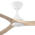 Three Sixty Spitfire DC Ceiling Fan with LED Light - 60" (White with Light Oak Blades) - close up