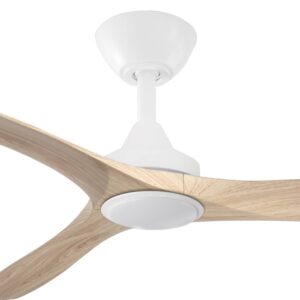 Three Sixty Spitfire DC Ceiling Fan with LED Light - 60" (White with Light Oak Blades) - close up
