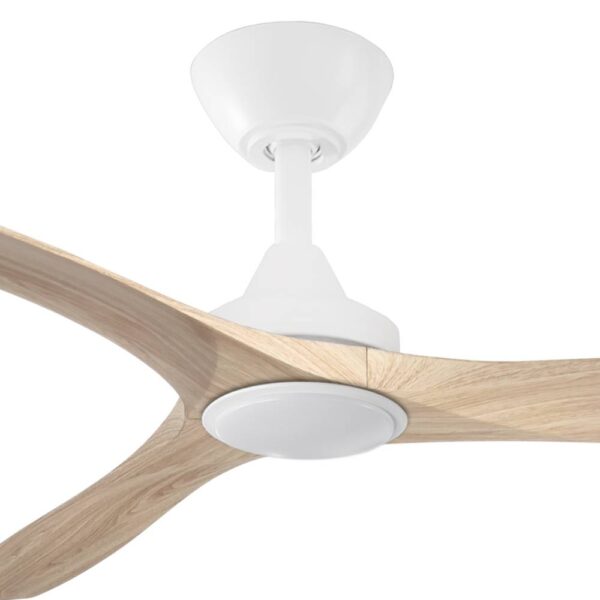 Three Sixty Spitfire DC Ceiling Fan with LED Light - 60" (White with Light Oak Blades) - close up