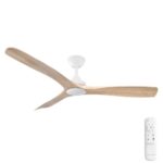 Three Sixty Spitfire DC Ceiling Fan with LED Light - 52" (White with Light Oak Blades) - main