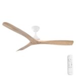 Three Sixty Spitfire DC Ceiling Fan - 52" (White with Light Oak Blades) - main