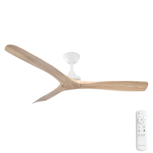 Three Sixty Spitfire DC Ceiling Fan - 52" (White with Light Oak Blades) - main