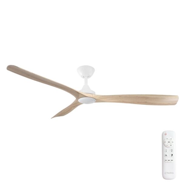 Three Sixty Spitfire DC Ceiling Fan with LED Light - 60" (White with Light Oak Blades) - main
