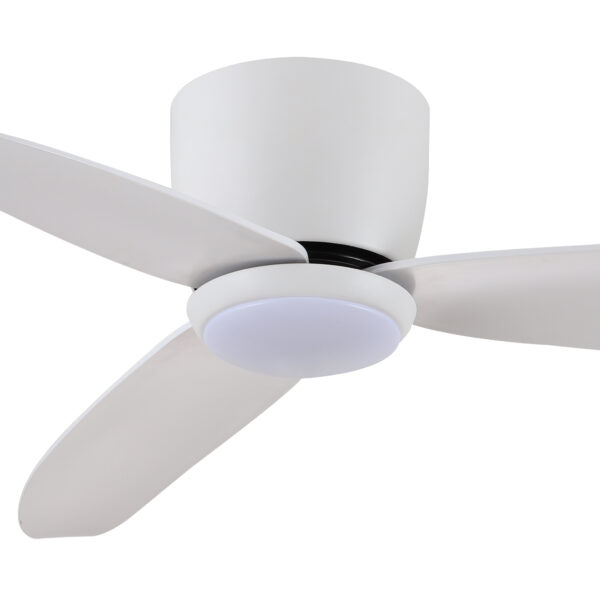 claro-essentials-spirit-dc-44-inch-ceiling-fan-with-light-close-up-light-off Claro Essentials Spirit DC Ceiling Fan with LED Light - 44" (White) - close up