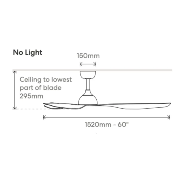 Fanco Eco Style DC 60 inch no light dimensions