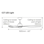 Fanco Eco Style DC 60 inch with CCT LED light dimensions