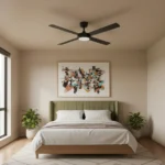 fanco-eco-silent-pro-dc-56-inch-black-with-cct-led-light-installed-in-clean-bedroom