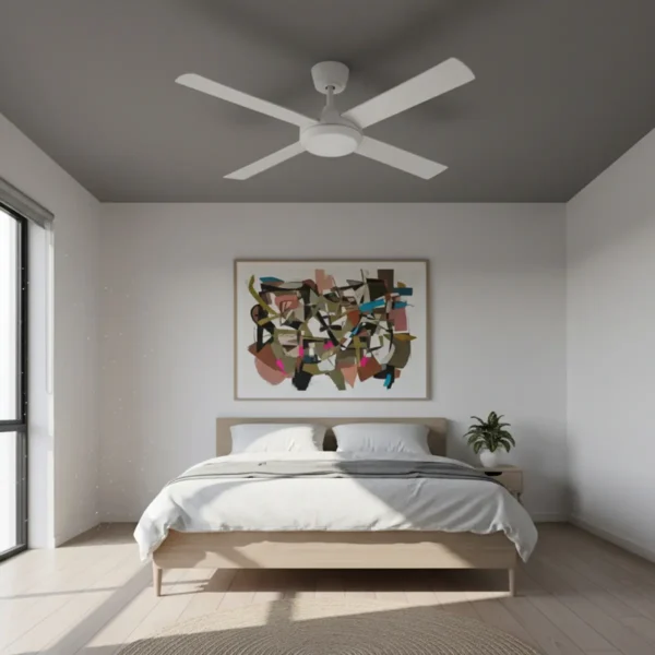 fanco-eco-silent-pro-smart-dc-52-inch-with-cct-led-light-white-installed-in-minimalist-bedroom