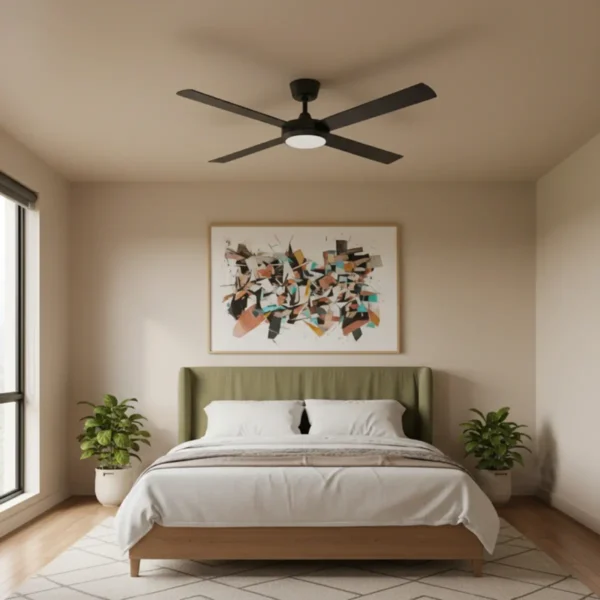 fanco-eco-silent-pro-smart-dc-56-inch-black-with-cct-led-light-installed-in-clean-bedroom