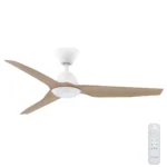 Fanco Infinity-iD DC Ceiling Fan 48″ with Remote & CCT LED Light (White with Beechwood Timber-style Blades) - main