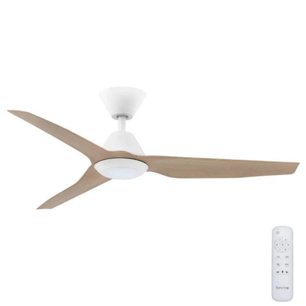 Fanco Infinity-iD DC Ceiling Fan 48″ with Remote & CCT LED Light (White with Beechwood Timber-style Blades) - main