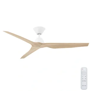 Fanco Infinity-iD DC Ceiling Fan 54″ with Remote (White with Beechwood Timber Style Blades)