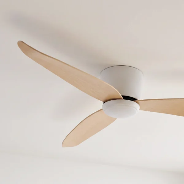 claro-essentials-spirit-dc-ceiling-fan-with-led-light-white-with-timber-style-blades-close-up-angled-insitu